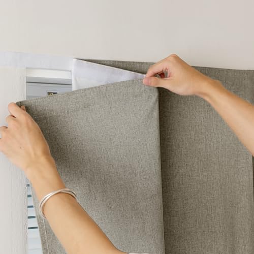 100% Blackout French Door Curtains (25"W x 40"L (Pack of 1) / Light Brown)