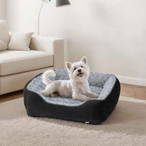 Rectangle Dog Bed for Large Medium Small Dogs (Black / S(20"x 19"x 6"))