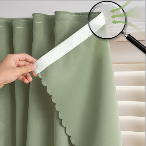 Self Adhesive Curtains (35"W x 59"L (Pack of 1) / Sage Green)