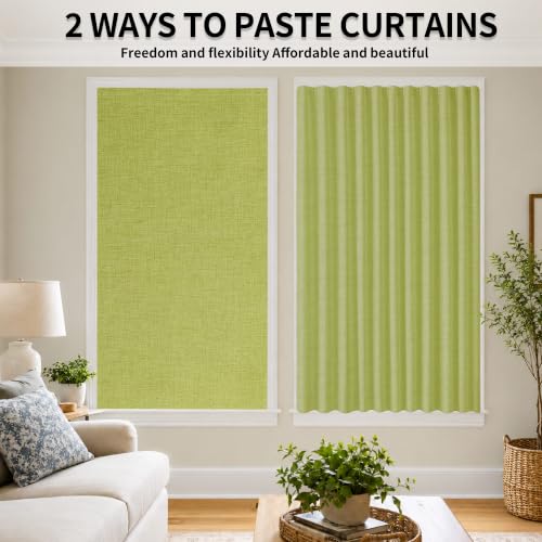 Adhesive Blackout Curtains for Blinds (Fruit Green / 52"W x 84"H)