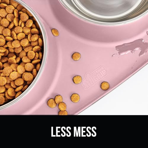 Dog Bowl Set with Feeding Mat (Light Pink / 2 Cup Bowls)
