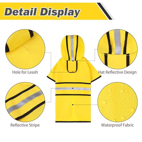 Dog Raincoat Hooded Slicker Poncho with Leash Hole (XX-Large / Yellow)