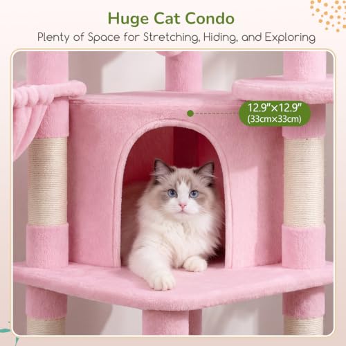 Pink Corner Cat Tree Tower with Scratching Post (51inch / Pink)