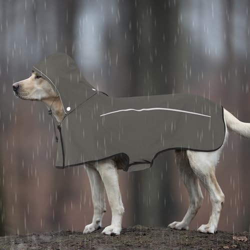Dog Raincoat Adjustable Waterproof Pet Rain Jacket (Gray / Large)