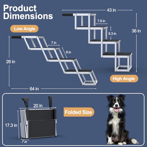 Extra Wide 20" Dog Stairs for Large Dogs (Extra Wide-4 Steps)