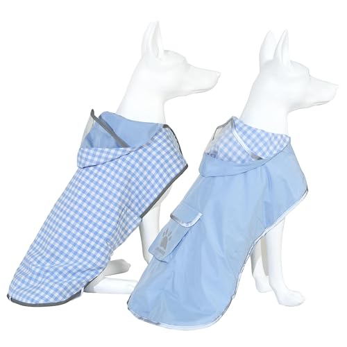 Dog Raincoat Reversible (Light Blue / Large(22-37lb))