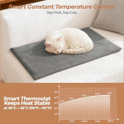 Cat Heating Pad for Bed Warming (30"L x 13.77"W / Grey)