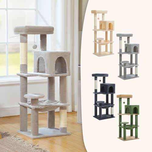 44.5" Cat Tree with Metal Hammock (Grey / 44.5in)