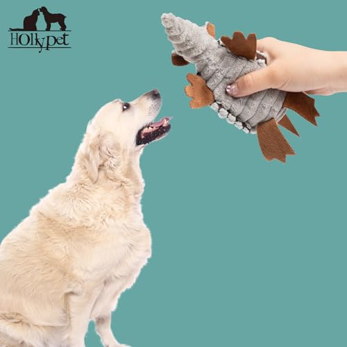 Armadillo Squeaky Puppy Dog Toys for Small Medium Dogs (6 IN / Gray)