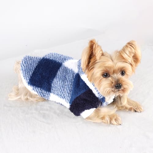 Dog Sweaters for Small Dogs (X-Small (Chest 12.2 in) / Blue Plaid)
