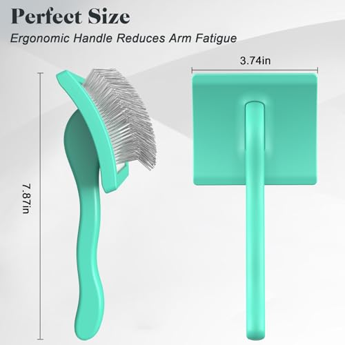 2PCS Slicker Brush for Dogs & Pet Comb (Cyan / Large)