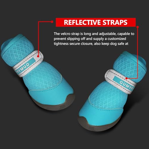 Dog Shoes for Small Dogs Hot Pavement Puppy Dog Boots & Paw Protectors (Blue / size 5: 2.25"x1.78"(L*W))