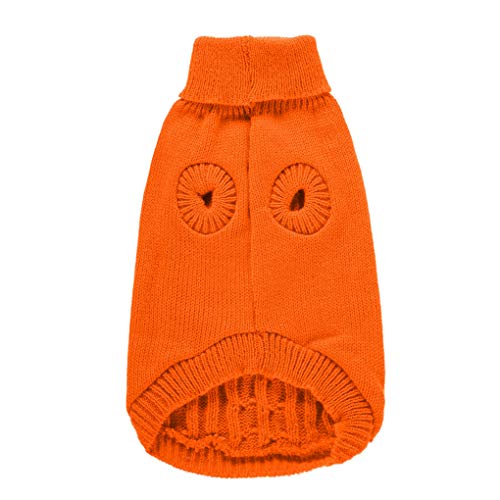 Dog Sweater Soft Warm Turtleneck Knitted Clothes for Small Medium Large Pet (Orange / Medium)