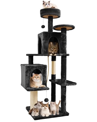 58.5inch Large Cat Tree Tower Condo for Indoor Cats (58.5in / Black)