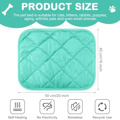 4 Pack Self Heating Cat Pad Self Warming Dog Mat Reflects Body Heat Extra Warm Thermal Pet Pad Washable Dog Cat Bed Crate Bed Mat Blanket (16 x 20 Inch / Mint Blue)