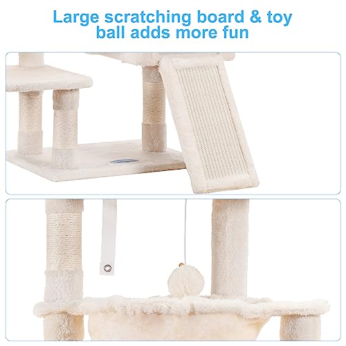 Cat Tree Tower with Large Bed (35.4 inch / Beige)