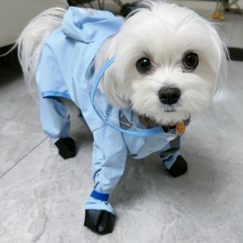Dog Raincoat with Boots (Blue Cloud (detachable tail) / L (8-11lb))