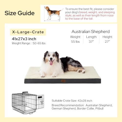XL Dog Bed for Crate (41"L x 27"W x 3"Th / Grey)