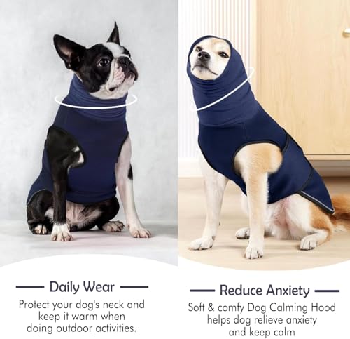 Reflective & Soft Dog Anxiety Vest with Ear Wraps for Thunderstorm (Nave Blue / X-Small)
