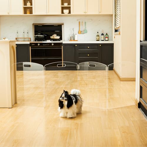 Modern Frame Clear Acrylic Freestanding Pet Gate (24" Height-4 Panel)