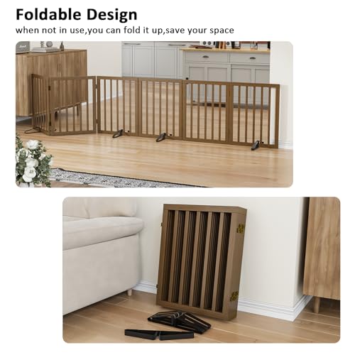 Dog Gate for Stairs (Black Walnut / 6 Panel - 110 inches Wide)