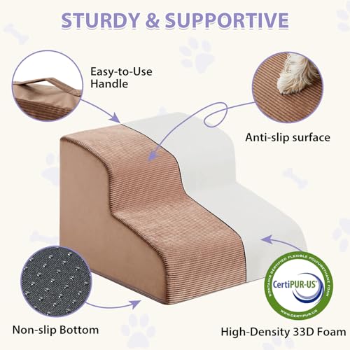 Dog Stairs for Small Dogs (Fleece Brown)