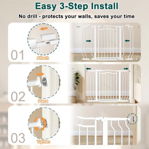 62.5" 71.6" Extra Wide Baby Gate for Doorways Long Dog Pet Gate (White / 62.6"-71.6")