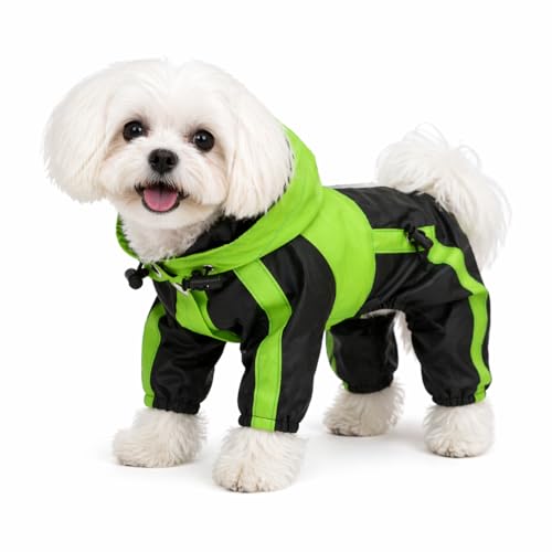 Pet Clothing Rain Coat Waterproof Nylon Pets Raincoat Rain Jacket Adorable Hoodie Perfect For Small Dog Breed Female Male Dog Red Green Color (XS (Small Dog ~5lbs) / Green)