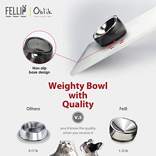 Oblik Elevated Cat Bowl Removable Stainless Steel Wide Dish for Dry Wet Food Feeding & Dishwasher Clean (Smoky / 0.5 Cups Shallow Dish)