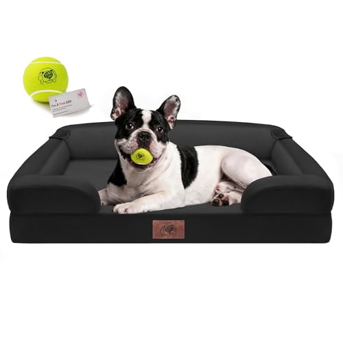 Waterproof Orthopedic Dog Bed for Medium Large Sized Dogs (30 x 20 x 3 in / Black)