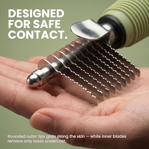 Poodle Dematting Fur Rake Comb Brush for Dogs and Cats (Green / Dematting Comb)