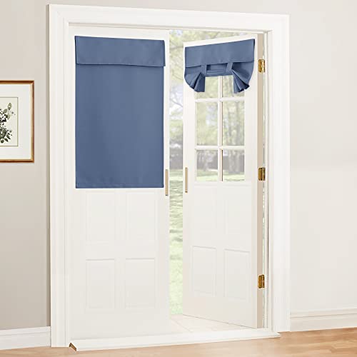 Blackout Door Curtain Kitchen Window Curtains (Stone Blue / 34"W x 40"L (Pack of 1))
