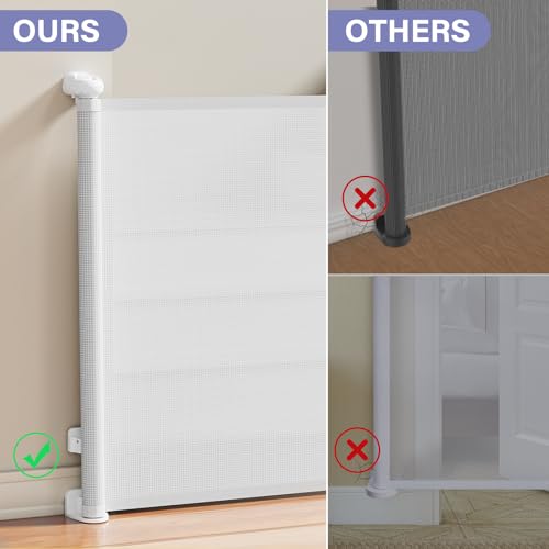 Retractable Baby Gates for Stairs & Doorways (A-white / 34" Tall x 54" Wide)