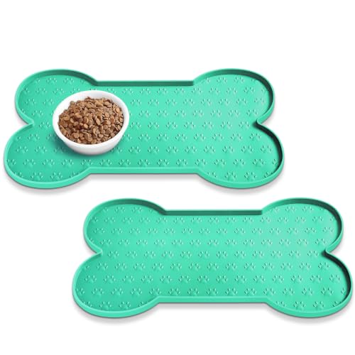 Dog Food Mat Anti (19.4" x 9.8"-2PCS / Green)