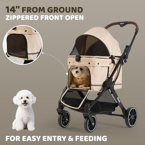 All Terrain Dog Stroller for Small to Medium Dogs (Vanilla Beige)