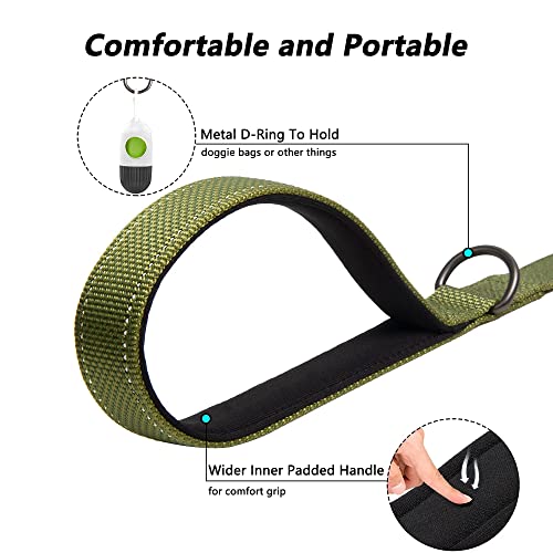 4FT Heavy Duty Dog Leash with Soft Padded Double Handle (4 FT x 1 in Wide / Green)