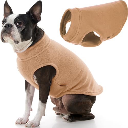 Stretch Fleece Vest Dog Sweater (Large Length (13.5") / Sand)