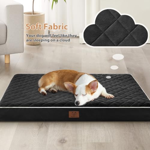 Orthopedic Waterproof XL Dog Bed for Crate Cozy Sleep (black / 41"L x 27"W x 4"Th)