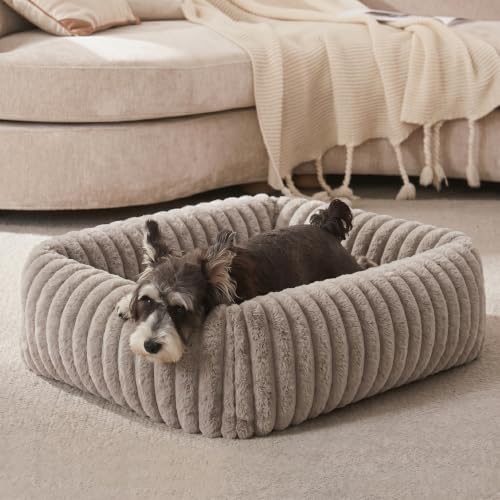 Dog Bed for Small Dogs (Khaki / S (20"x19"x6"))