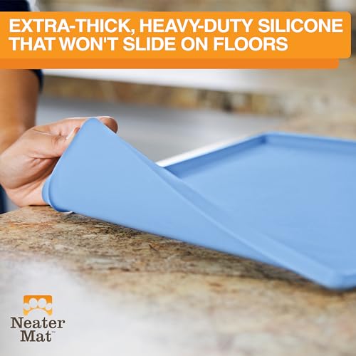 Neater Mat Pet Mats for Food and Water (24"L x 16"W / Light Blue)