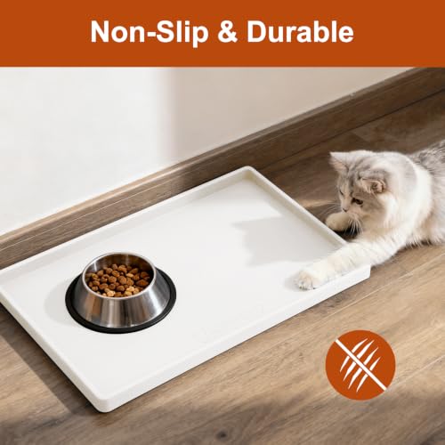 19" x 12" Extra Thick Silicone Mat Waterproof with Raised Edge (White / 19"L x 12"W)