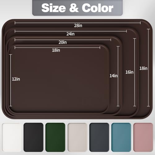 Silicone Dog Cat Food Mat Extra Thick Raised Edge (Brown / 20"L x 14"W)