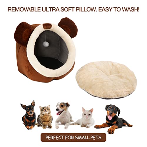 Cat Beds for Indoor Cats (Bear Brown / L)