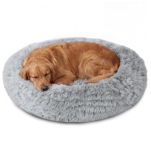Calming Dog Beds Large Sized Dog (01 - Smoke Grey / 36.0"L x 36.0"W x 8.0"Th)