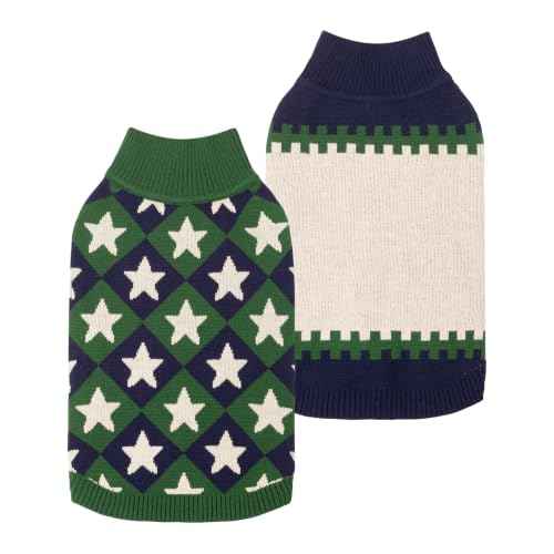 2 Pack Star & Color Block Dog Jacquard Sweater (XX-Large / Star & Color Block)