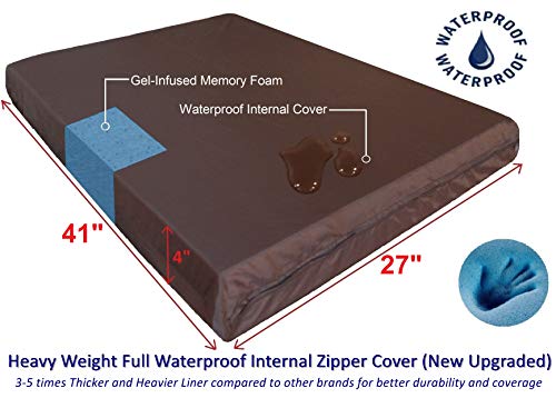 Orthopedic Gel Memory Foam Pet Dog Bed (Microsuede Gray / 41"X27"X4" Inches)