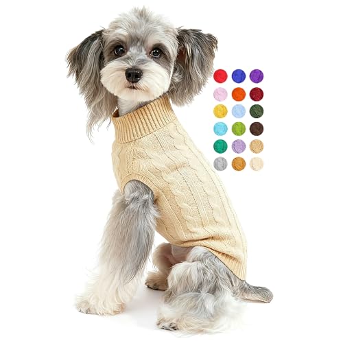 Dog Sweater Soft Warm Turtleneck Knitted Clothes for Small Medium Large Pet (Apricot / XXX-Large)