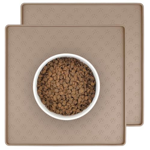 2 Pack Dog Food Mat Anti (11.8"L x 11.8"W - 2 Pack / Taupe)
