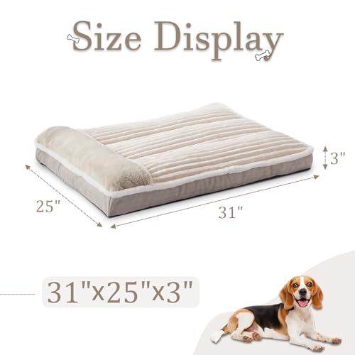 Dog Bed for Large Dogs (Beige / Medium:(31"L x 25"W x 3"Th))