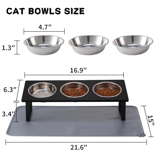 Upgraded Elevated Cat Bowls with Food Mat
